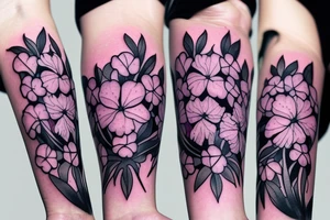 flower bouquet with larkspur violet carnation and narcissus with stems. minimalistic tattoo idea