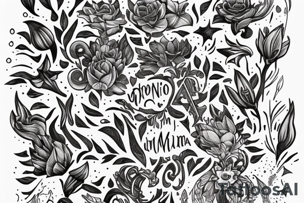 "Vivimus ut moriamur" in roman typography and quoted in text 
surrounded by lilies and galaxies tattoo idea