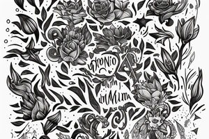 "Vivimus ut moriamur" in roman typography and quoted in text 
surrounded by lilies and galaxies tattoo idea