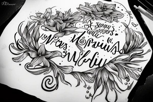 "Vivimus ut moriamur" in roman typography and quoted in text 
surrounded by lilies and galaxies tattoo idea