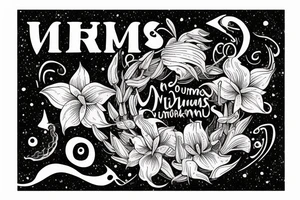 "Vivimus ut moriamur" in roman typography and quoted in text 
surrounded by lilies and galaxies tattoo idea