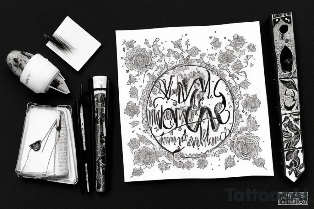 "Vivimus ut moriamur" in roman typography and quoted in text 
surrounded by lilies and galaxies tattoo idea