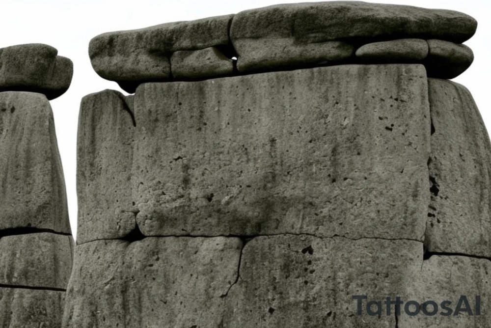 A robust dragon with a powerful, sinuous body and ornate scales.
Pose: Perched atop the famous Stonehenge pillars, its wings stretch out, wrapping around your chest and back. The dragon's neck arches proudly, while its tail winds down, weaving between the stone pillars.
Details: One of the central stones, smoothed by time, has "Drago" etched deeply, as if written by the ancients themselves. tattoo idea