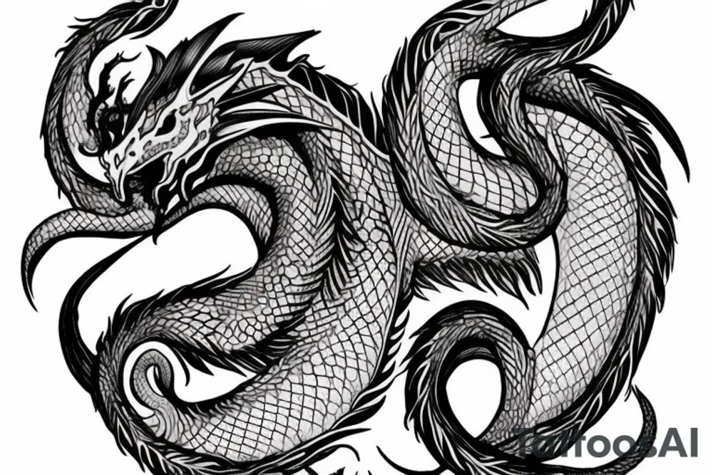 A robust dragon with a powerful, sinuous body tattoo idea