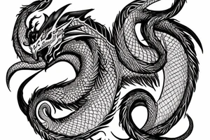 A robust dragon with a powerful, sinuous body tattoo idea