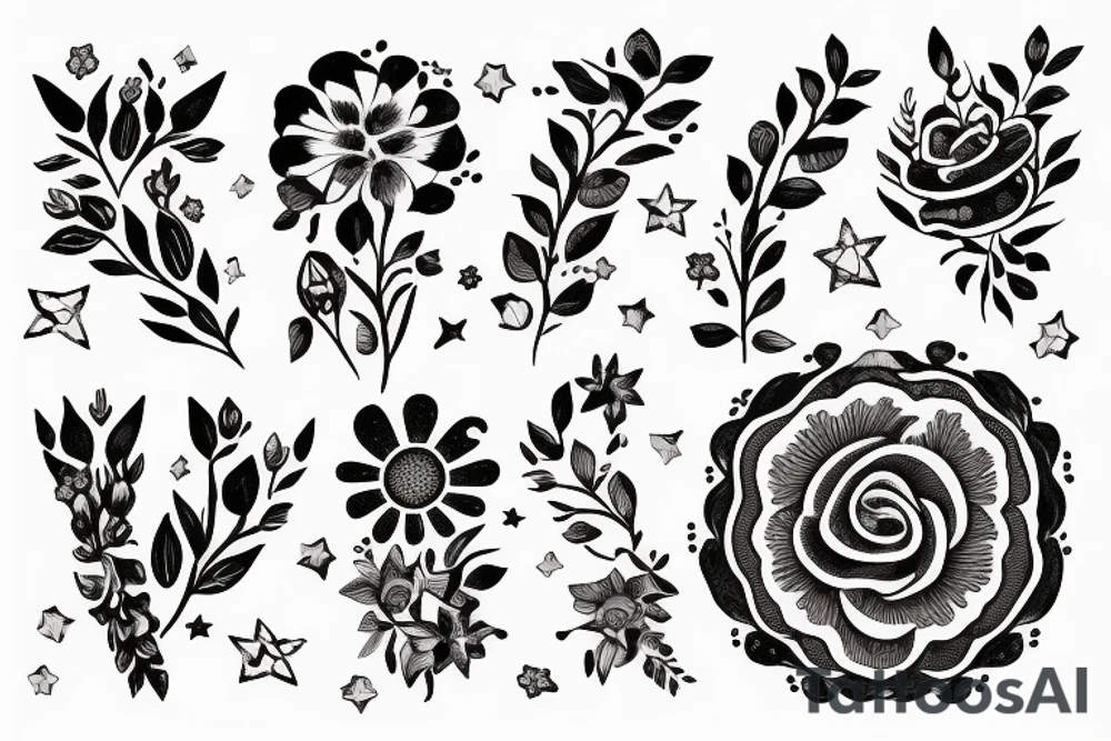 Flectere si nequeo superos, Acheronta moveba with flowers and stars tattoo idea