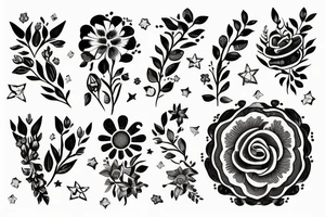 Flectere si nequeo superos, Acheronta moveba with flowers and stars tattoo idea