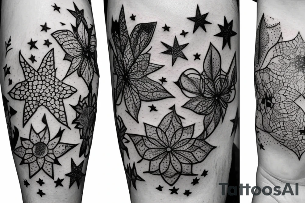 Flectere si nequeo superos, Acheronta moveba with flowers and stars tattoo idea