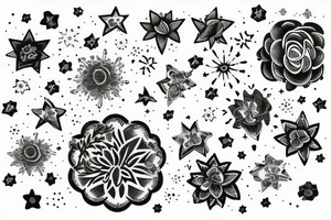 Flectere si nequeo superos, Acheronta moveba with flowers and stars tattoo idea