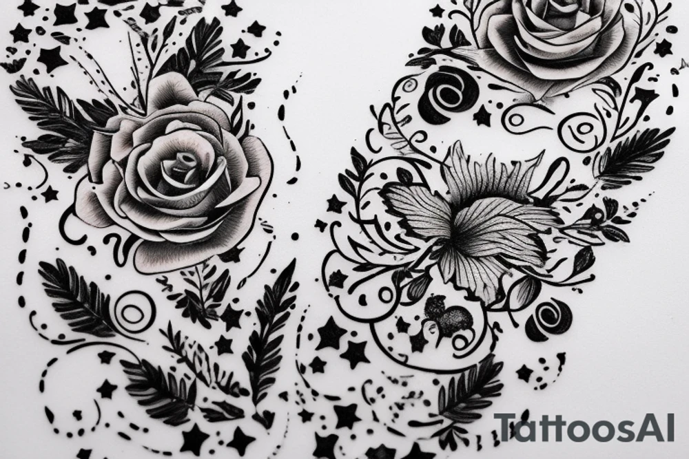 Flectere si nequeo superos, Acheronta moveba in quoted and floral script 
with flowers and stars tattoo idea