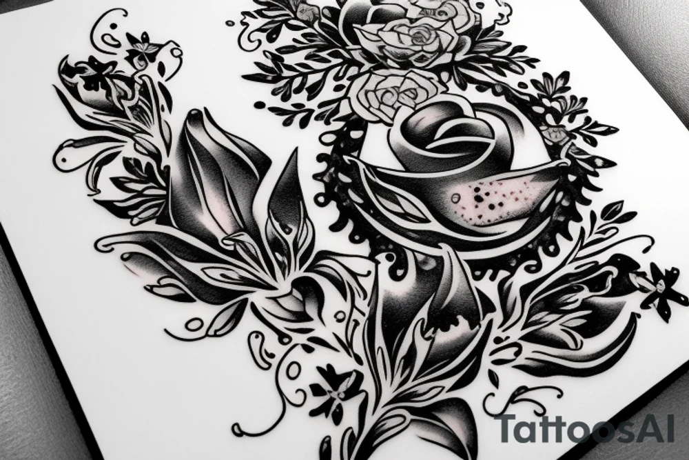 Flectere si nequeo superos, Acheronta moveba in quoted and floral script 
with lilies and stars tattoo idea