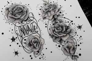 Igne natura renovatur integra in a lyrical font, soft and feminine surrounded by galaxies tattoo idea