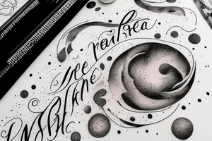 Igne natura renovatur integra in a lyrical font, soft and feminine surrounded by galaxies tattoo idea