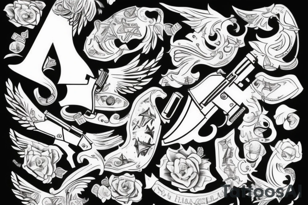 Angle holding ak47 tattoo idea