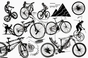 A mountain biker conquering a trail of binary code tattoo idea