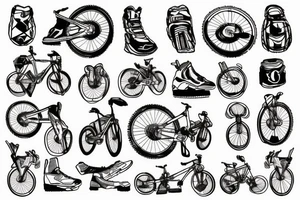 A mountain biker conquering a trail of binary code tattoo idea