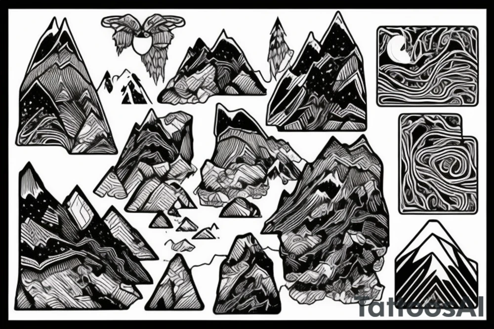 A mountain range made up of interconnected circuit boards tattoo idea A mountain range made up of interconnected circuit boards tattoo idea