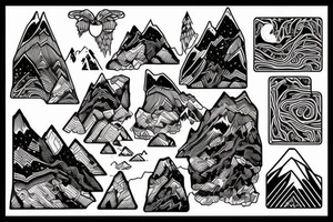 A mountain range made up of interconnected circuit boards tattoo idea