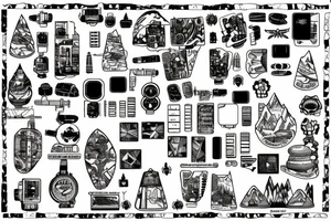 A mountain range made up of interconnected circuit boards tattoo idea