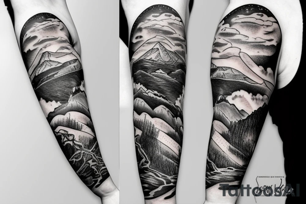A robotic arm coding a mountain landscape tattoo idea