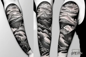 A robotic arm coding a mountain landscape tattoo idea