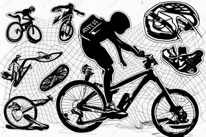 A mountain biker riding on a circuit board tattoo idea
