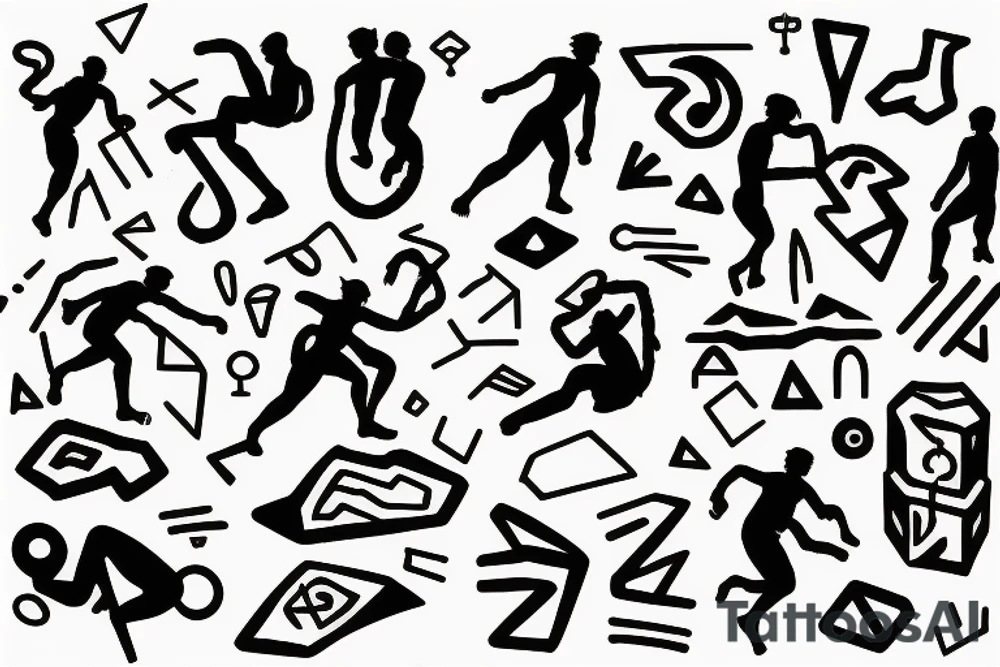 A rock climber scaling a mountain with coding symbols as handholds tattoo idea A rock climber scaling a mountain with coding symbols as handholds tattoo idea