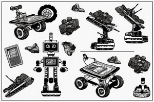 An engineer controlling a robot using ROS while mountain biking tattoo idea