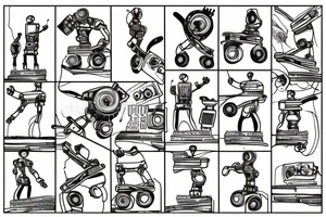 An engineer controlling a robot using ROS while mountain biking tattoo idea