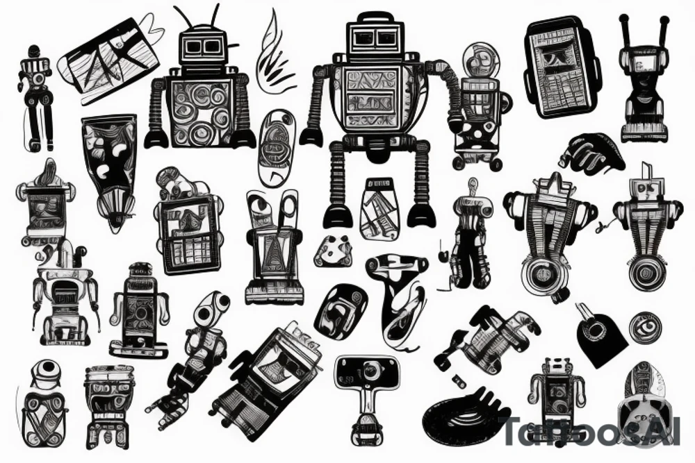 A robot rock climbing tattoo idea