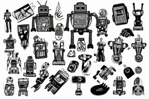 A robot rock climbing tattoo idea