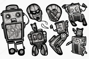 A robot rock climbing tattoo idea