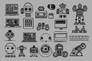 robot engineer working on a computer tattoo idea