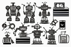 robot engineer working on a computer tattoo idea