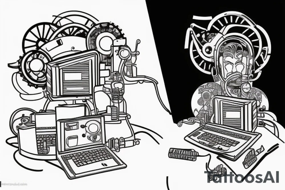 engineer working on a computer tattoo idea