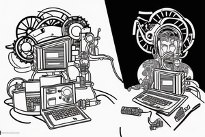 engineer working on a computer tattoo idea