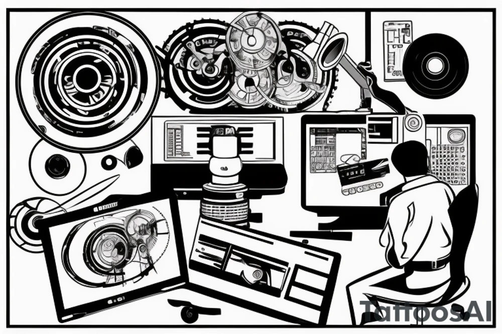 engineer working on a computer tattoo idea