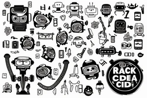 A robot arm holding a code script tattoo idea