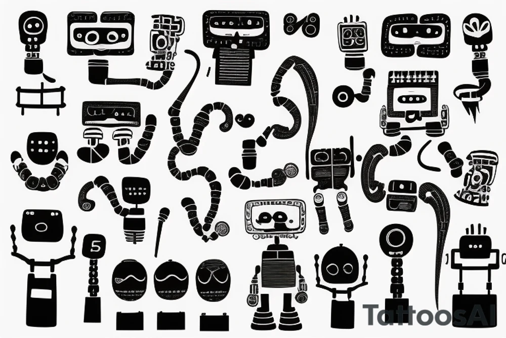 A robot arm holding a code script tattoo idea