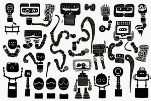 A robot arm holding a code script tattoo idea