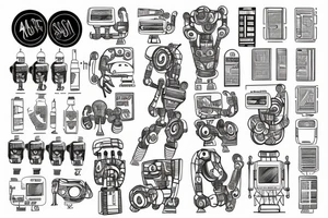 A robot arm holding a code script tattoo idea