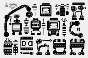A robot arm holding a code script tattoo idea