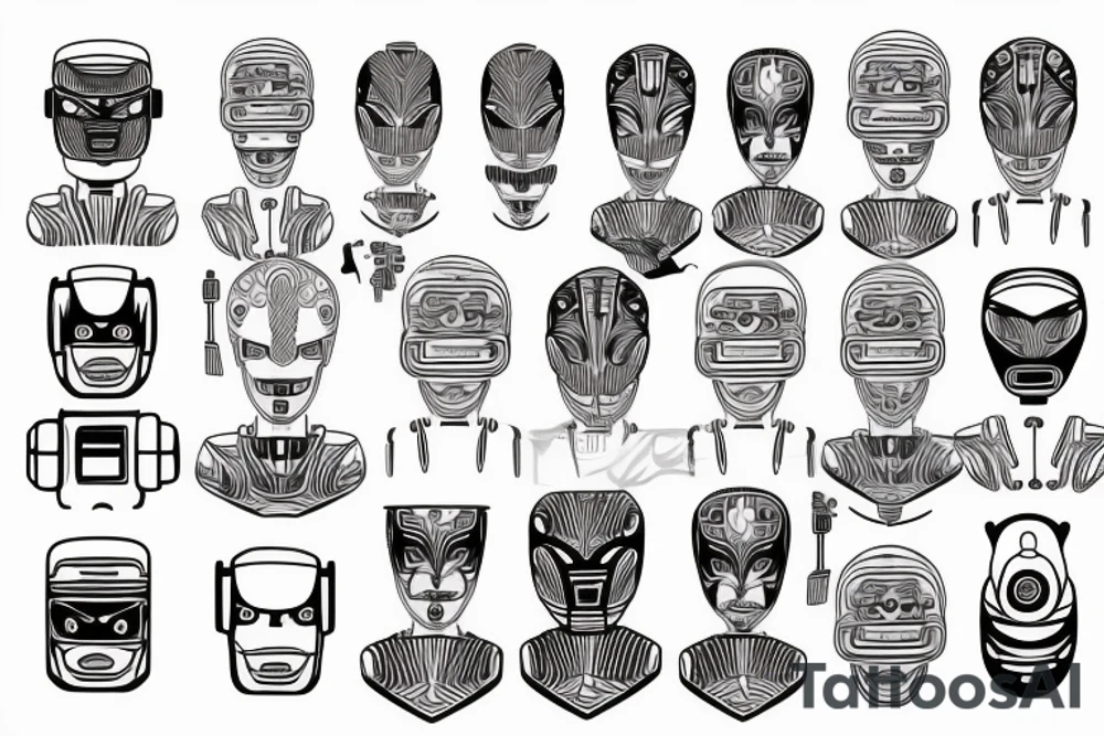 A robot face with coding lines forming its features tattoo idea A robot face with coding lines forming its features tattoo idea