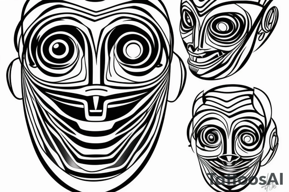 A robot face with coding lines forming its features tattoo idea