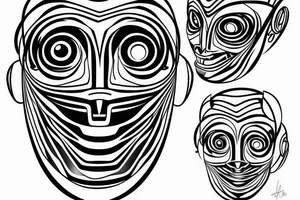 A robot face with coding lines forming its features tattoo idea