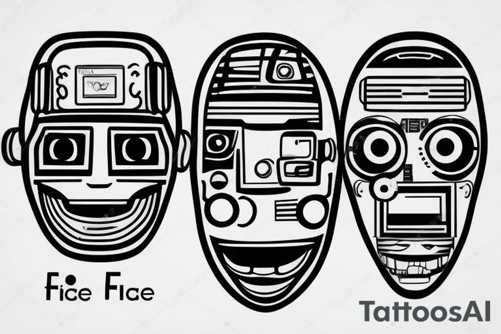A robot face with coding lines forming its features tattoo idea A robot face with coding lines forming its features tattoo idea