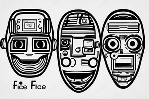 A robot face with coding lines forming its features tattoo idea