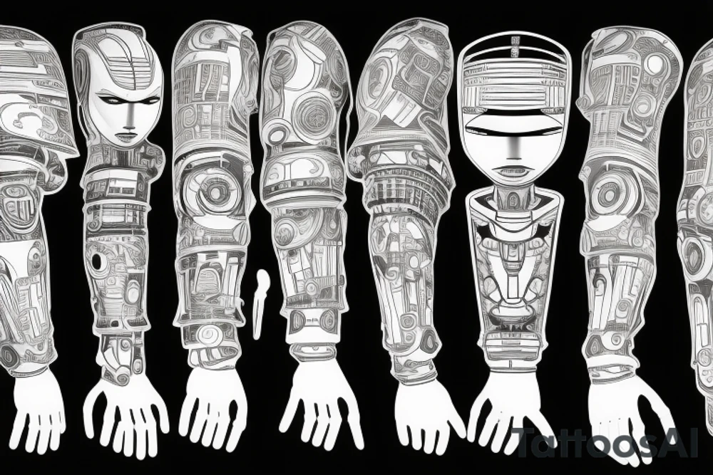 A robot face with coding lines forming its features tattoo idea A robot face with coding lines forming its features tattoo idea