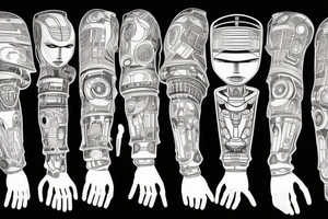 A robot face with coding lines forming its features tattoo idea