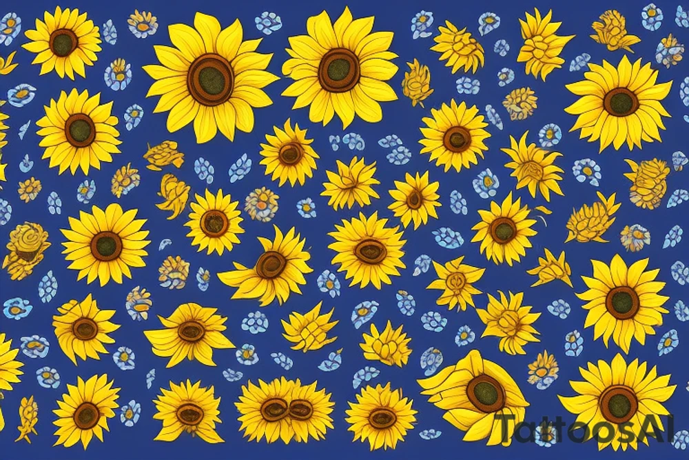 Sunflowers with paw prints tattoo idea